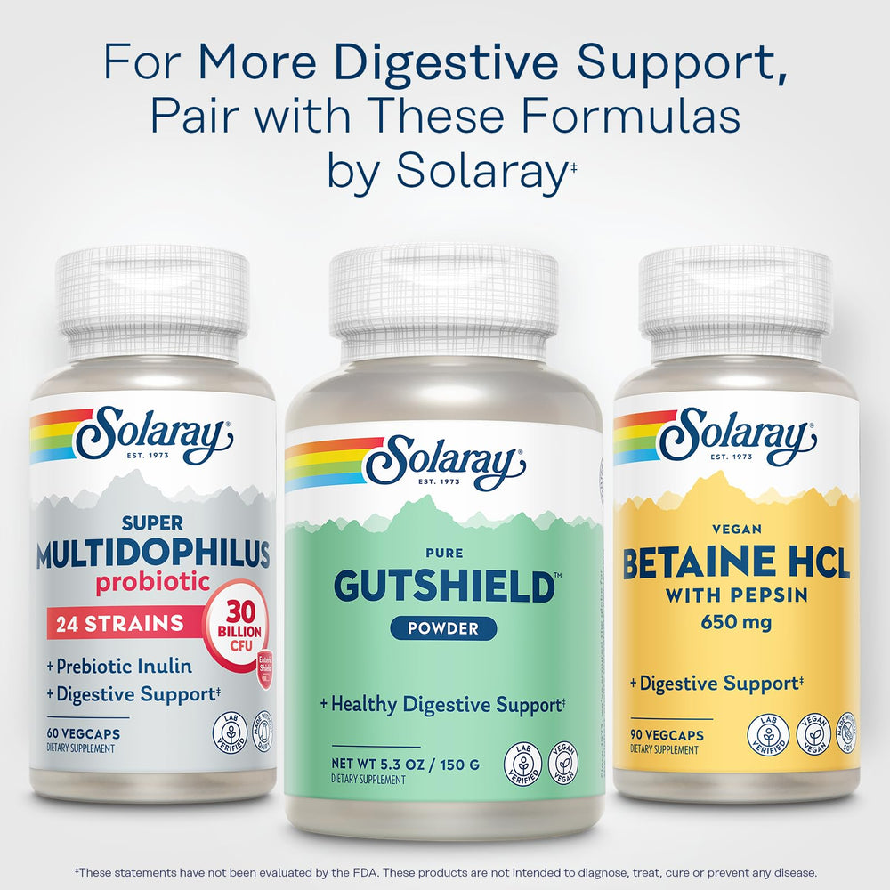 SOLARAY Gutshield eco bottle showcases recycled packaging for a greener choice.