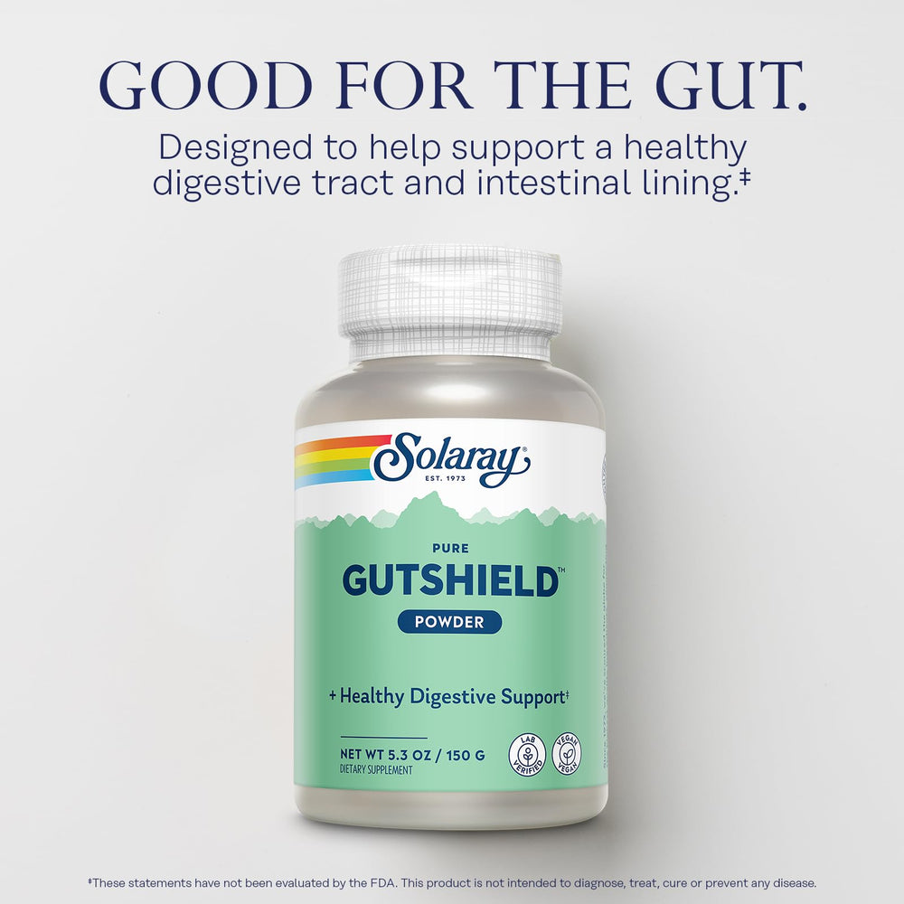 SOLARAY Gutshield powder scoop demonstrates easy daily use and accurate dosing.