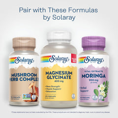 SOLARAY Moringa capsules daily use idea with water.