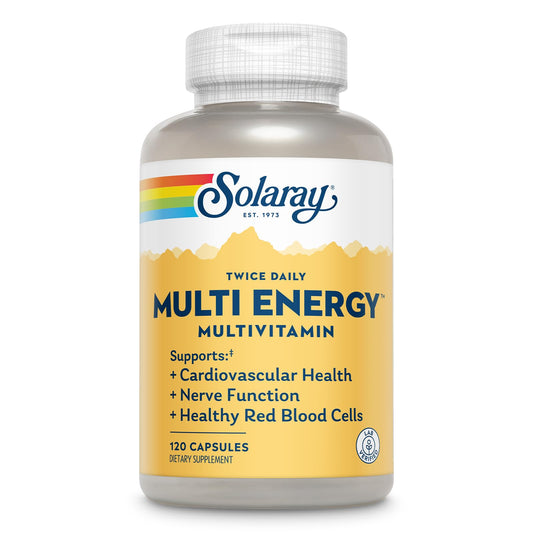 SOLARAY Multi Energy two-daily capsules in bottle support daily wellness