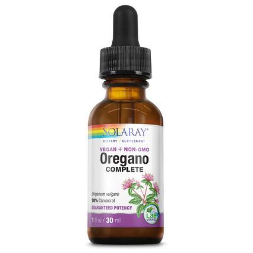 SOLARAY oregano leaf extract bottle for daily wellness and convenient supplementation.