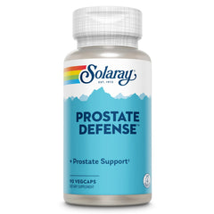 Solaray Prostate Defense bottle with capsules suggesting potential urinary support