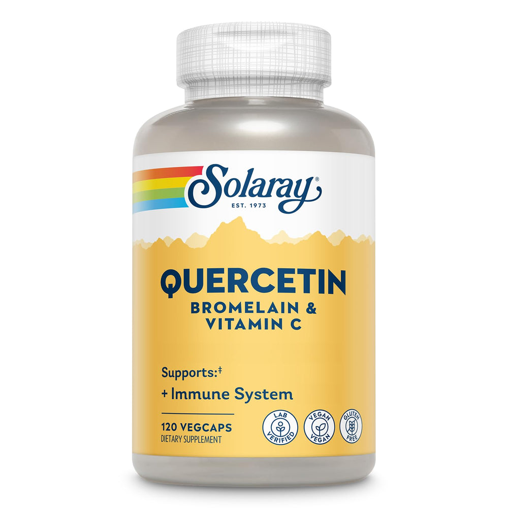 SOLARAY QBC Plex bottle front view highlighting quercetin, bromelain, and vitamin C for immune support