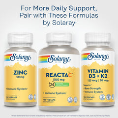 Solaray Reacta-C bottle with dosage guide for easy use.