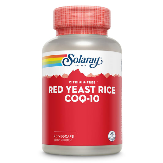 SOLARAY Red Yeast Rice Plus CoQ-10 bottle front highlighting heart health support