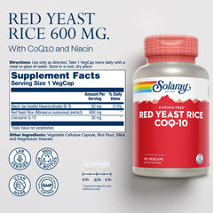 SOLARAY Red Yeast Rice Plus CoQ-10 capsules ready for daily use