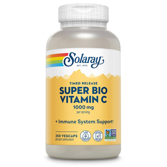 Solaray Super Bio Vitamin C bottle with capsules for daily immune support