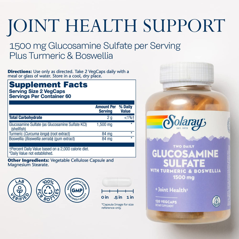 SOLARAY turmeric-boswellia extracts label highlighting added joint support
