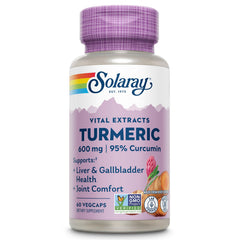 SOLARAY Turmeric 600mg bottle front view highlights high potency curcuminoids for joints