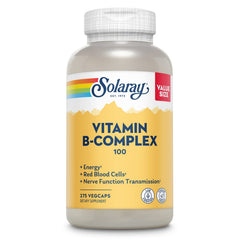 SOLARAY Vitamin B Complex bottle front; supports daily energy metabolism.