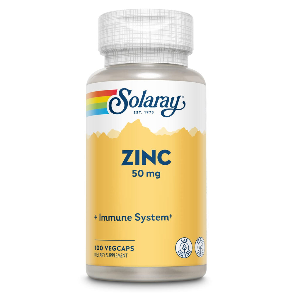 Solaray Zinc 50 mg Veg Caps bottle front for daily mineral support