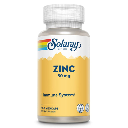 Solaray Zinc 50 mg Veg Caps bottle front for daily mineral support