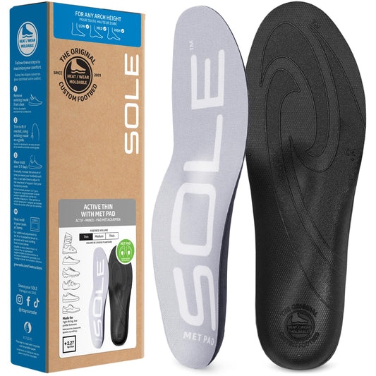 SOLE Active Thin Insole metatarsal pad close-up improves foot alignment and comfort.
