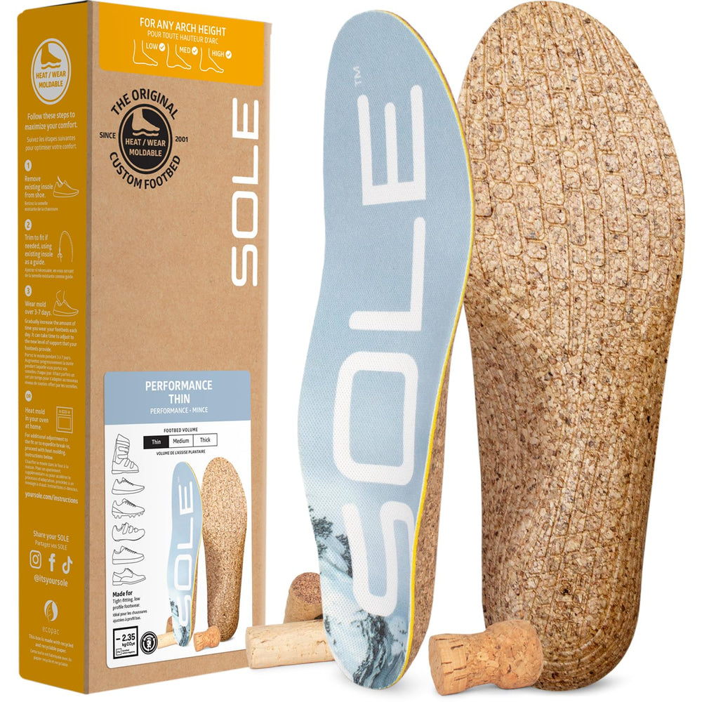 SOLE Performance thin insoles provide all-day comfort for walks and workouts.