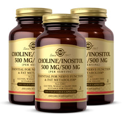 Solgar Choline/Inositol 500 mg bottle supports energy metabolism.