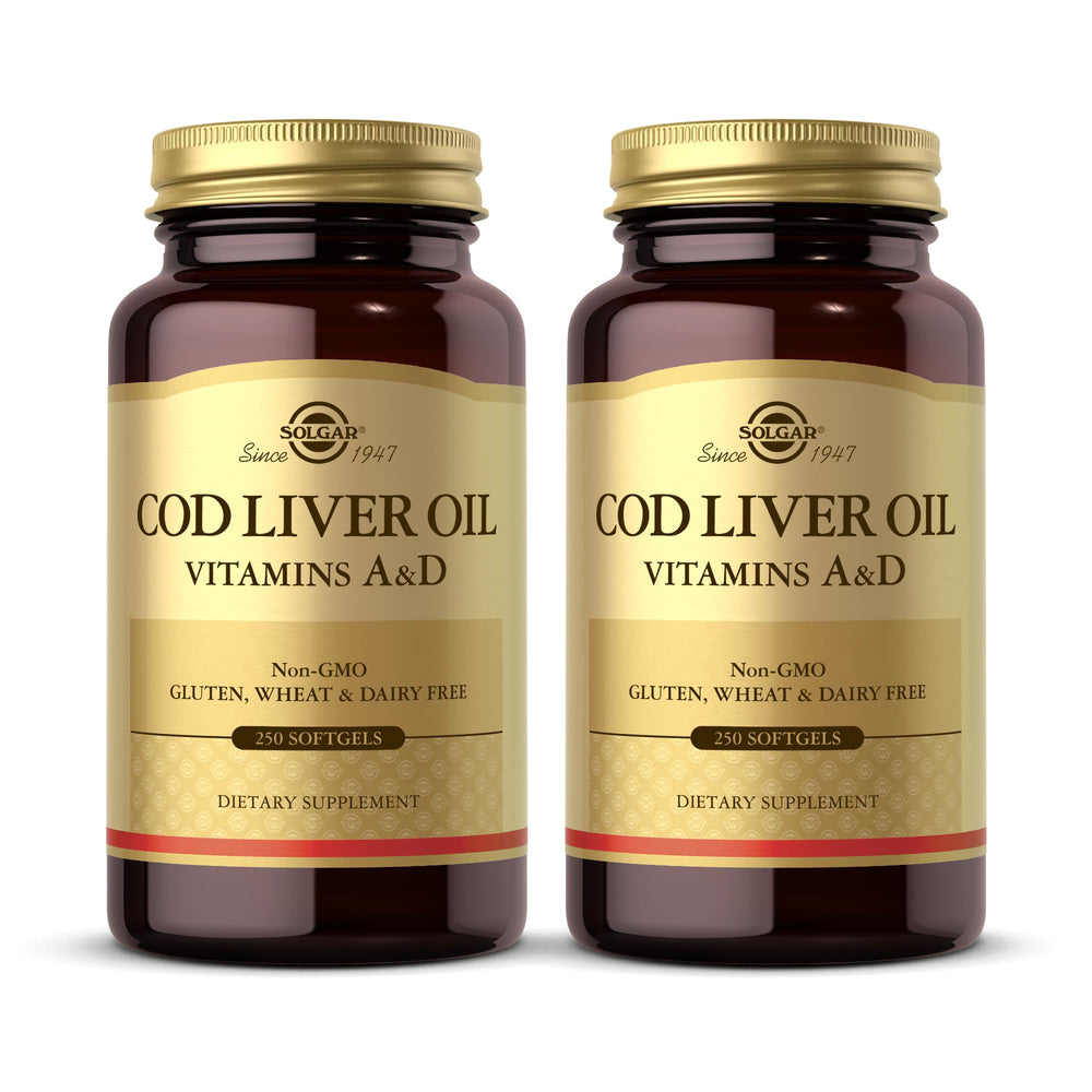 Solgar Cod Liver Oil bottle shows convenient daily supplementation with vitamins A and D