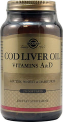 Solgar Cod Liver Oil label closeup shows non GMO and gluten free features