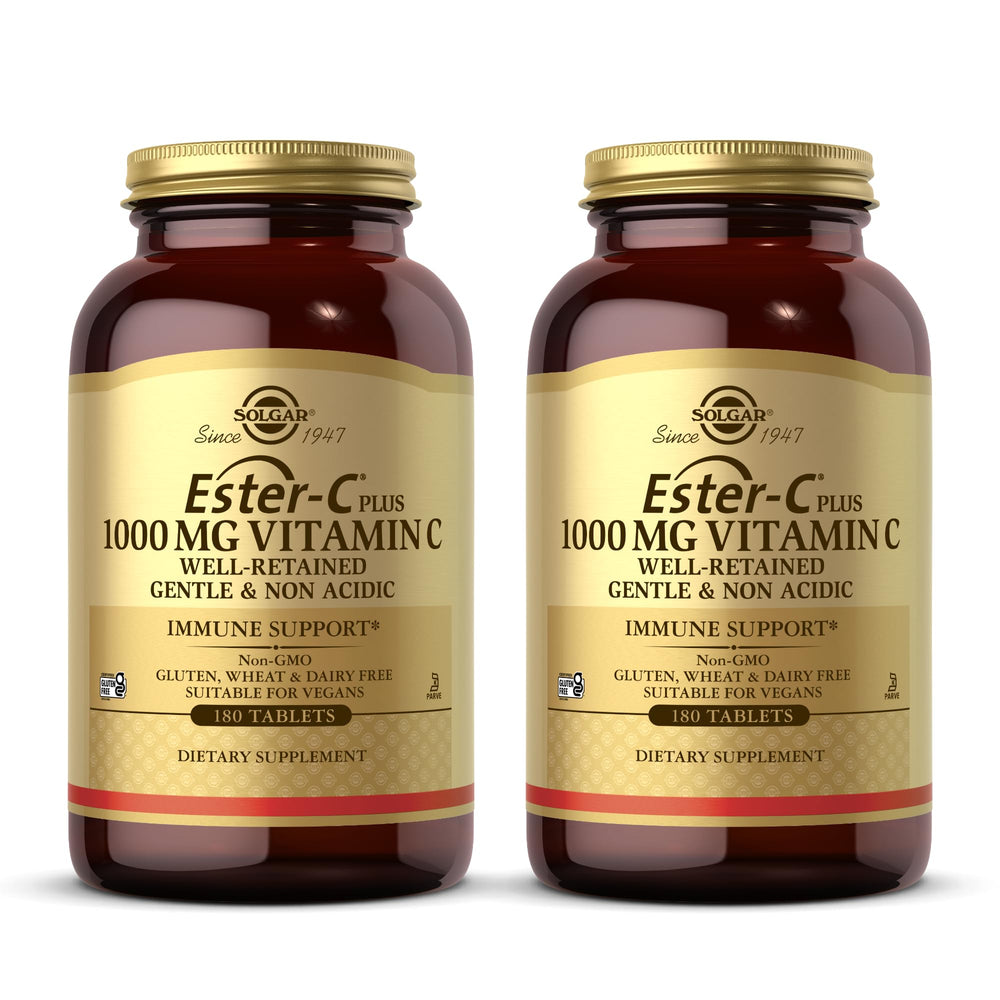 Solgar Ester-C Plus 1000 mg bottle front, showcasing gentle vitamin C formula.