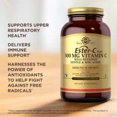 Solgar Ester-C Plus 500 mg packaging shows kosher status and quality
