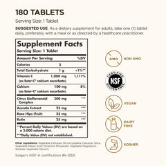 Close-up of Solgar Ester-C Plus tablets highlighting easy swallowing and high absorbability.