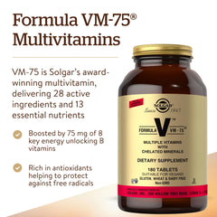 Solgar VM-75 label details highlight chelated minerals and vitamins