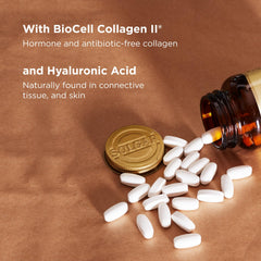 Solgar Glucosamine Hyaluronic Acid Chondroitin MSM bottle close-up emphasizes joint lubrication.
