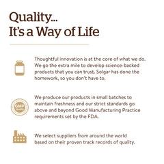 Solgar gold-standard heritage badge on packaging signals long-standing quality