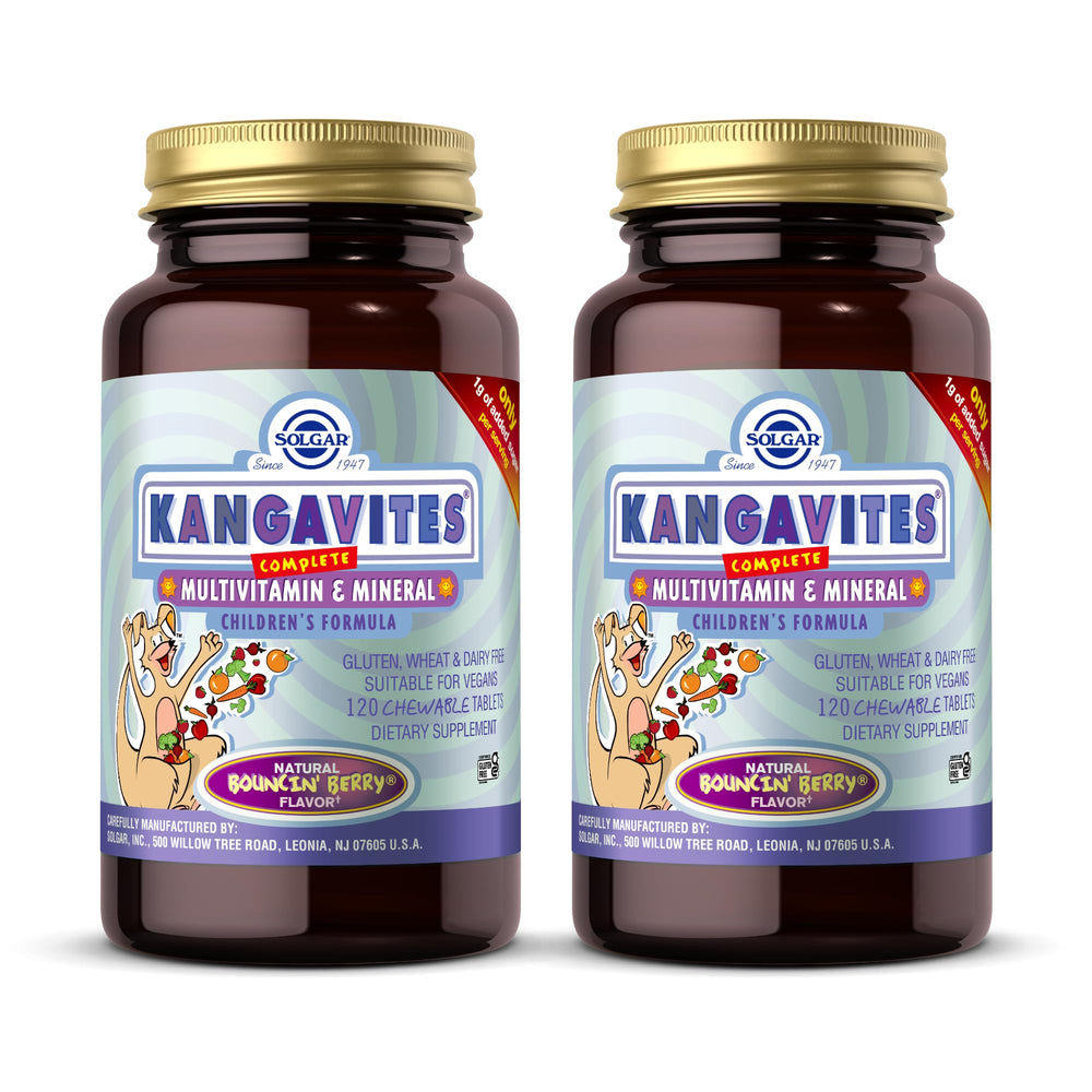 Solgar Kangavites Bouncin’ Berry pack-2 chewables for kids' daily vitamin support.