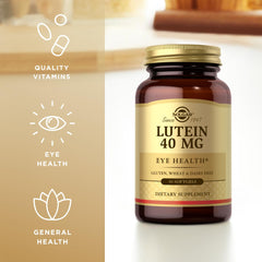 Solgar Lutein 40 mg softgels label close-up highlighting FloraGLO