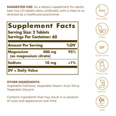 Two-pack Solgar Magnesium Citrate with back label for packaging clarity