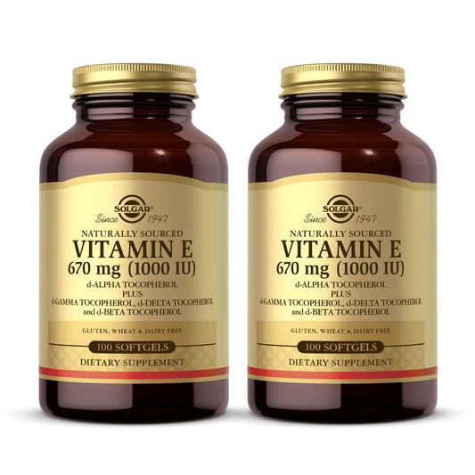 Solgar Vitamin E 670 mg softgels bottle demonstrates convenient antioxidant support