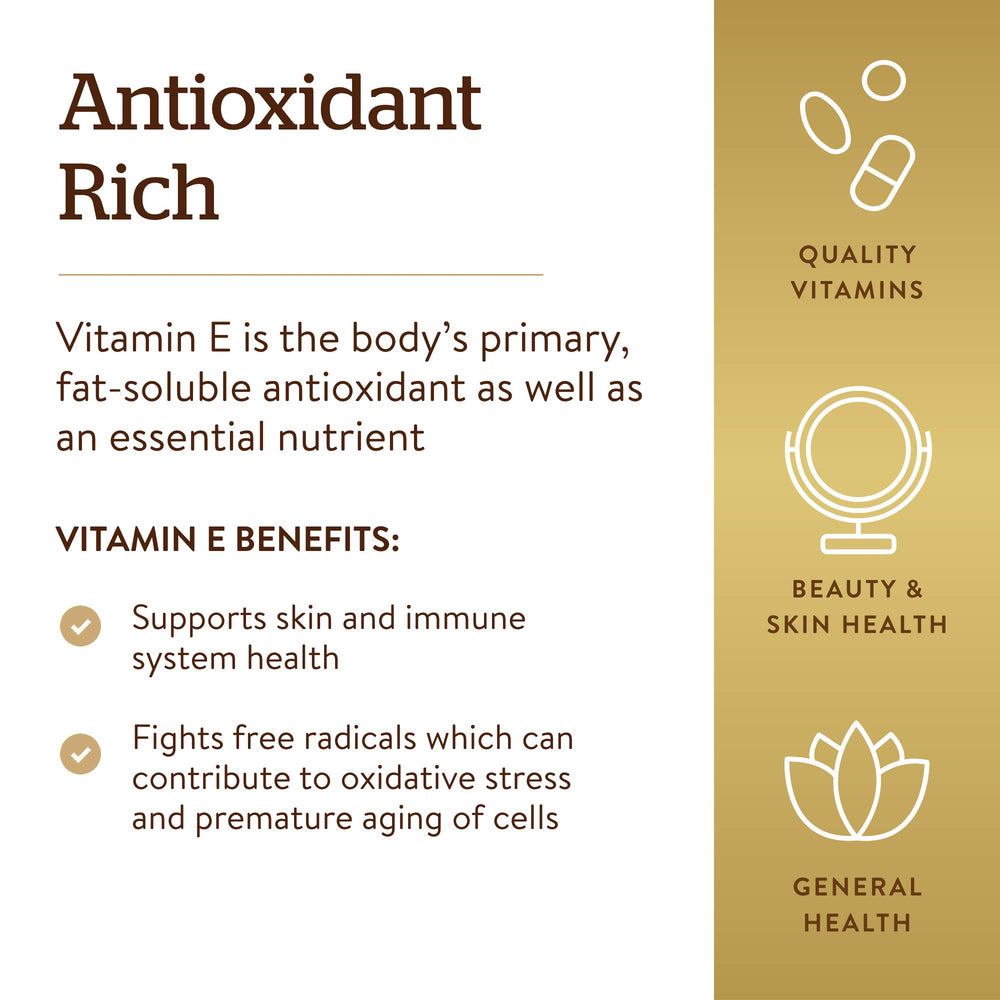 Solgar Vitamin E bottle label communicates vegetarian-friendly ingredients