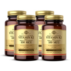 Solgar Vitamin K2 MK-7 bottle label with Natto source for bone support.