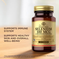 Solgar Yeast-Free Selenium bottle on shelf in a clean, minimal setting