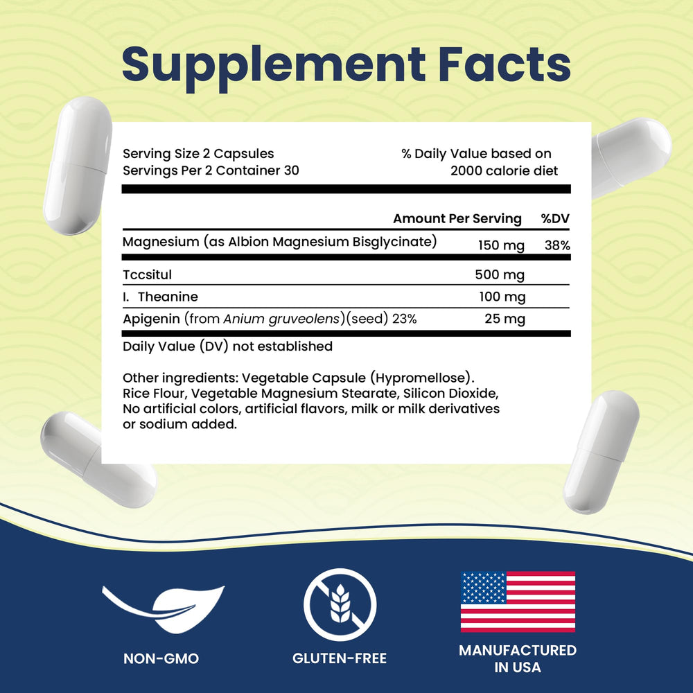 Solid Sleep Deep Sleep Formula label highlights a melatonin-free, non-habit forming option.