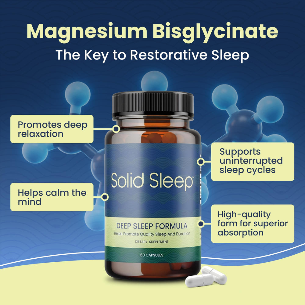 Illustration of magnesium bisglycinate helps convey mineral-based relaxation.