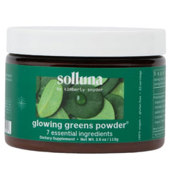 Solluna Greens Superfood Powder bottle for daily plant-based wellness