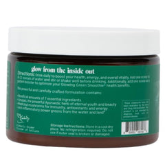 Solluna Greens Superfood Powder glass shake for energy and focus