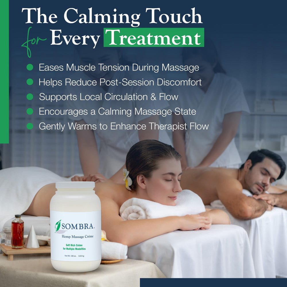Sombra Hemp Massage Crème during a relaxing massage session for muscle comfort.