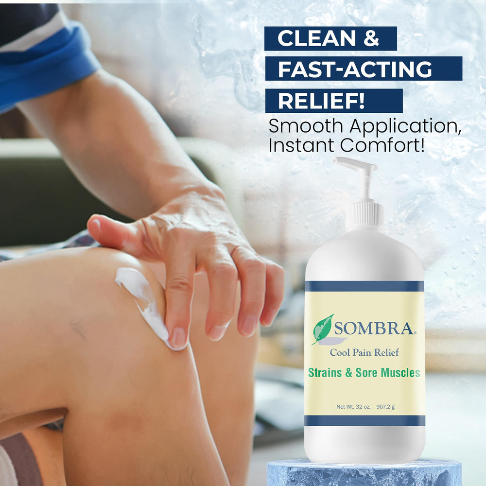 Athlete applying Sombra gel after workout for post-workout recovery support