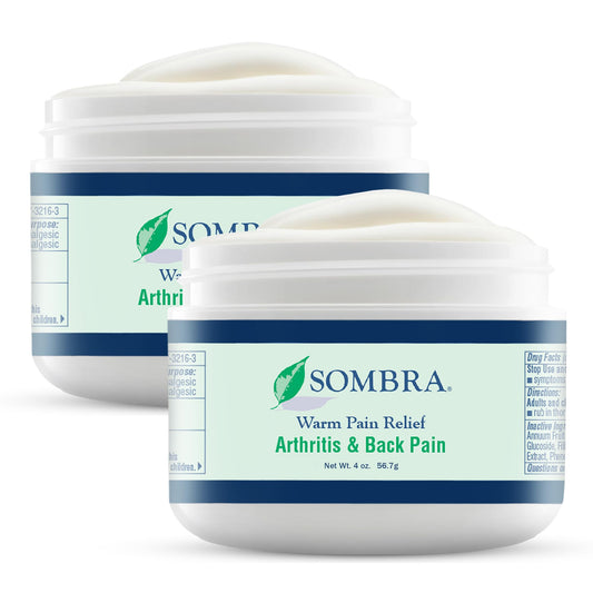 Sombra Warm Pain Relief Gel two-pack at home, convenient for quick relief.