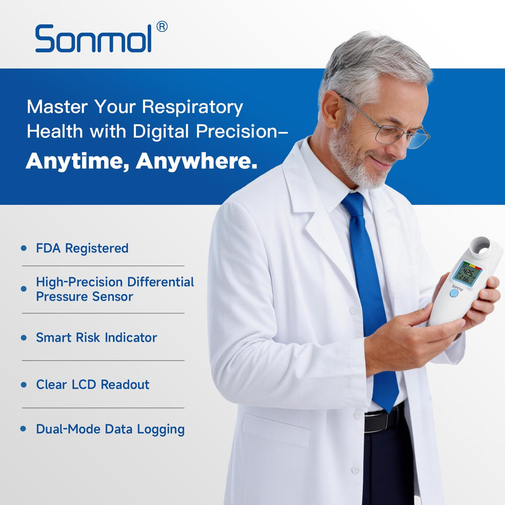 Sonmol Digital Peak Flow Meter with LCD screen displaying readings clearly.