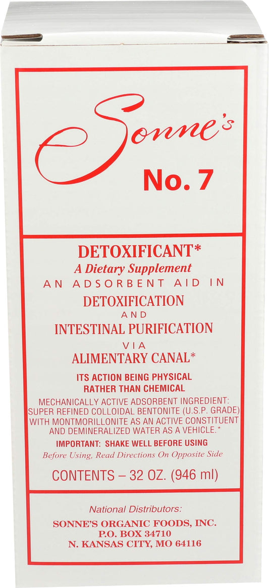 Sonne's No 7 Detoxification bottle label highlighting mineral ingredients