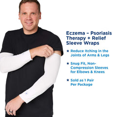 Soothems leg sleeve close-up fabric shows breathable, itch-relief material for daily use.