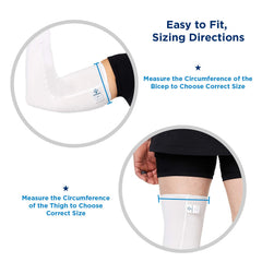 Soothems versatile fit demonstrates suitability for bicep or mid-thigh circumference.