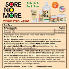 Sore No More Warm Arthritis Pain Relief Cream quick absorption without grease