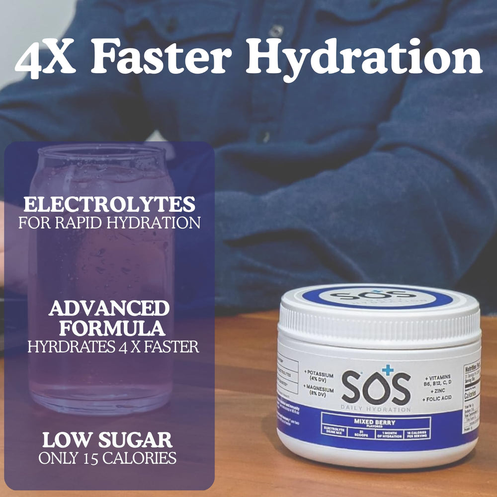 SOS Hydration powder easily dissolves in water for quick refreshment