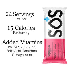 SOS Hydration ingredients panel lists minerals and vitamins for balance.