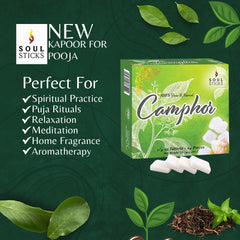 Soul Sticks camphor tablets for puja—ritual fragrance that enhances ceremonies.