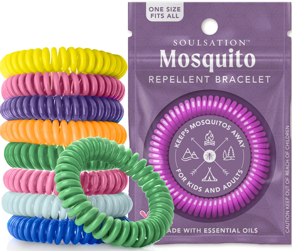 SOULSATION mosquito-repellent bracelet pack opened for on-the-go outdoor protection.
